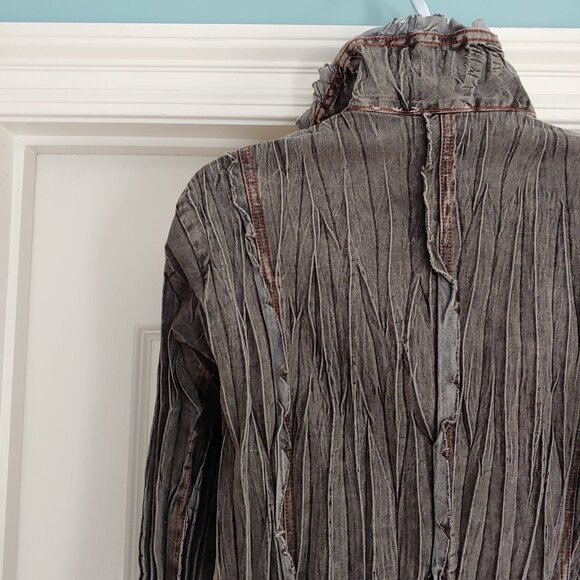 Womens Crepe Faded Grunge Rocker Steampunk Regency Victorian Vampire Shirt L - Picture 8 of 14